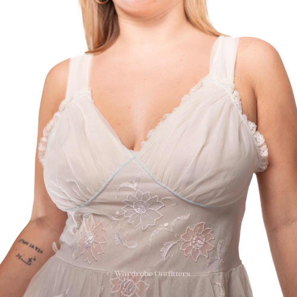 Vintage 50's Sheer White Nylon Gown Dress - Picture 4 of 13